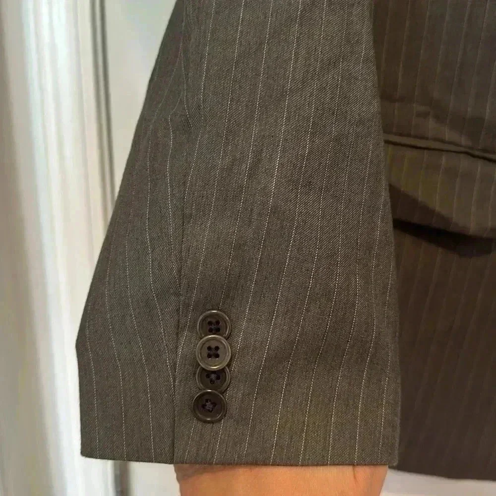 John Varvatos USA Gray Pinstriped Blazer Jacket Sz 46